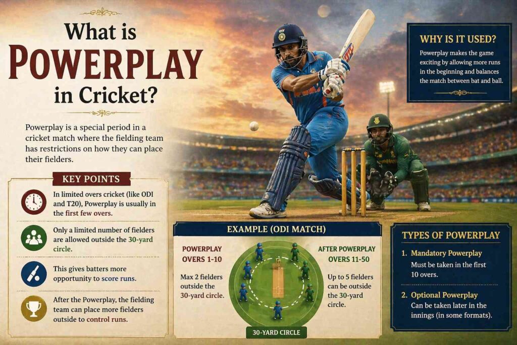 What is powerplay in cricket fielding setup explained with diagram