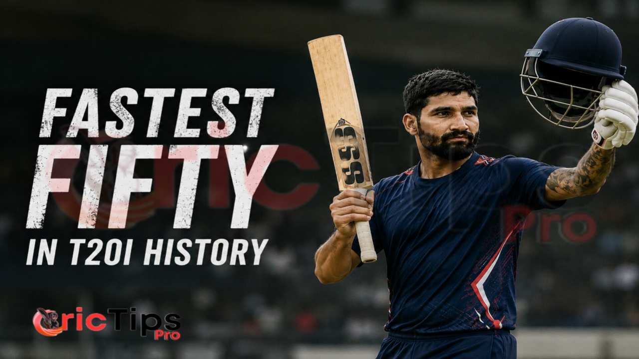 Dipendra Singh Airee celebrating after his record-breaking fastest fifty in T20I history for Nepal cricket.