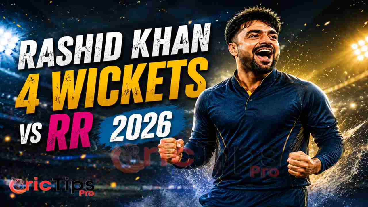 Rashid Khan celebrates after taking 4 wickets against RR in IPL 2026 and entering the IPL top 10 wicket takers list
