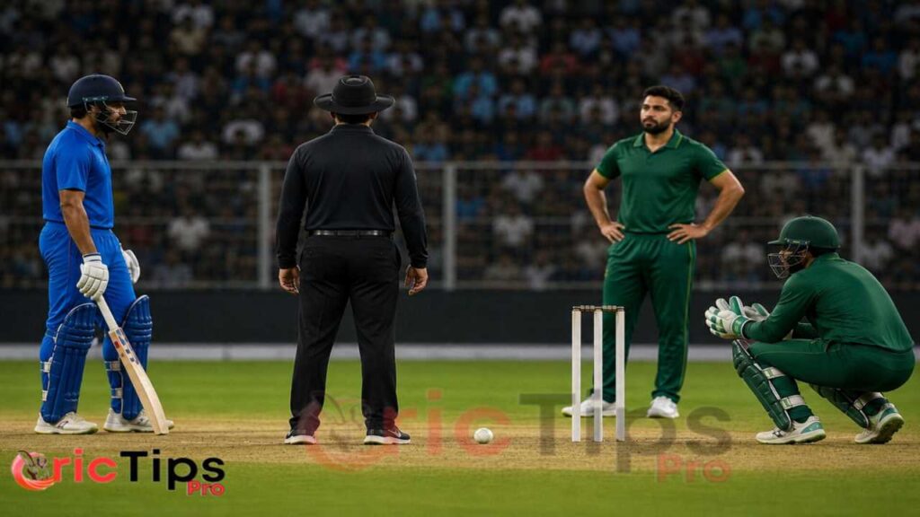 Dead ball situation in cricket where play has stopped and players are standing still on the field