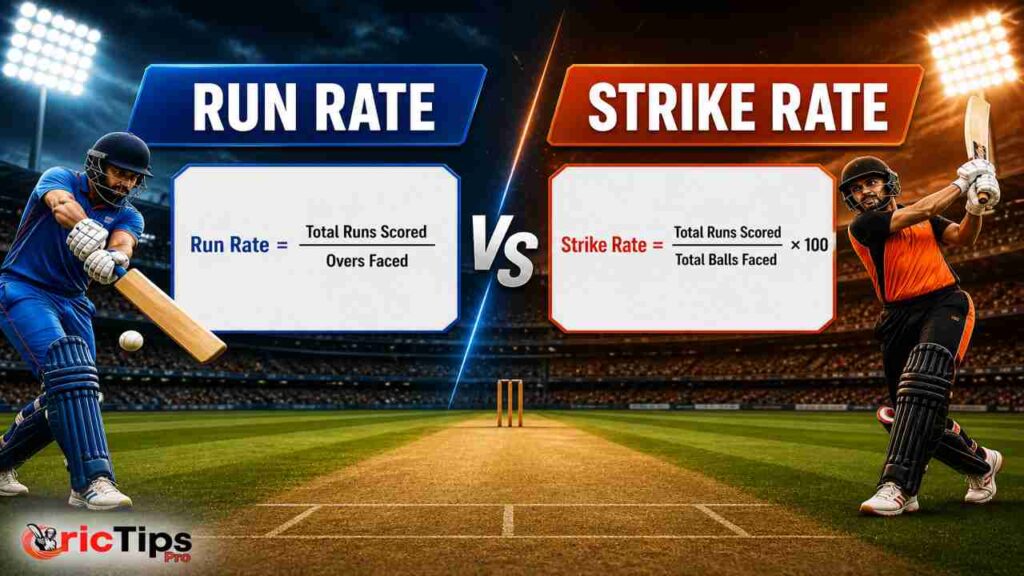 run rate vs strike rate in cricket explained with example