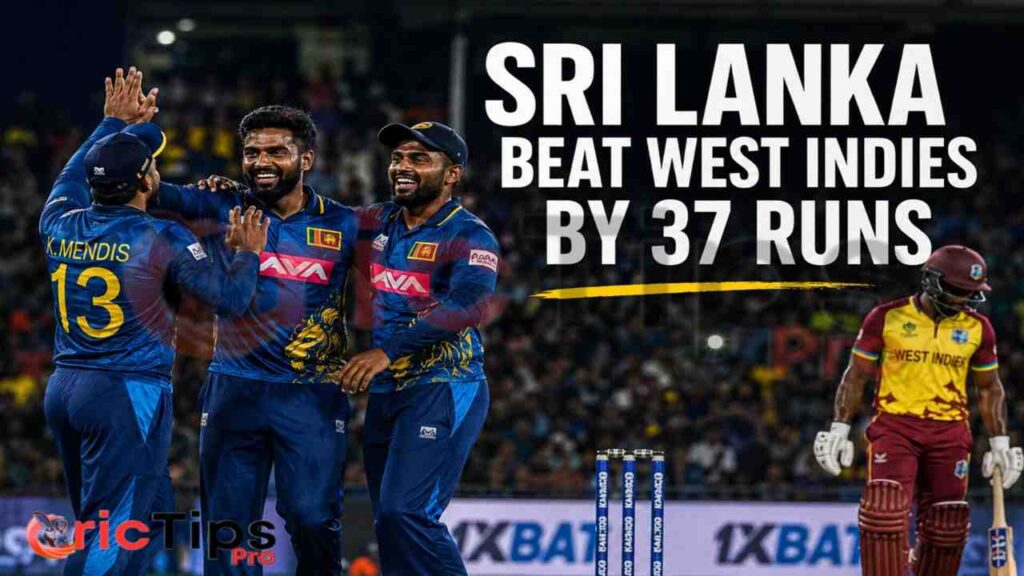 Sri Lanka beat West Indies by 37 runs as Sri Lankan players celebrate a crucial series-levelling victory in the 2nd T20I.