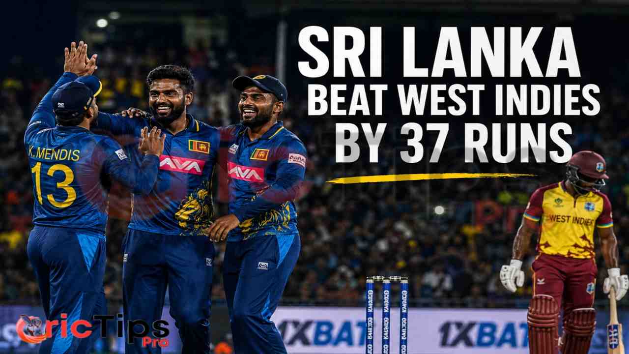 Sri Lanka beat West Indies by 37 runs as Sri Lankan players celebrate a crucial series-levelling victory in the 2nd T20I.