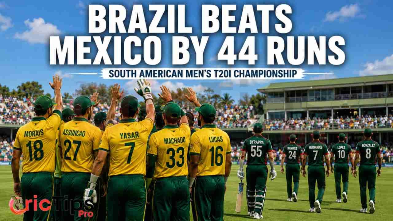 Brazil Beat Mexico by 44 Runs as Brazil players celebrate their victory in the South American Men’s T20I Championship
